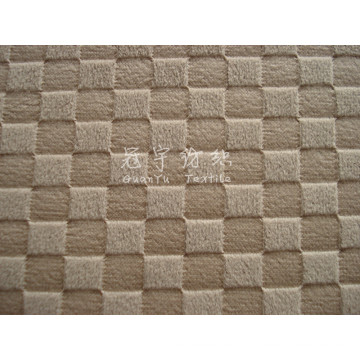 Polyester Embossed Short Pile Sofa Fabric with Grid Pattern